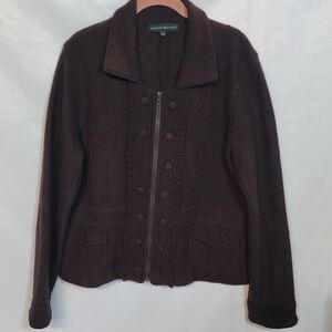 Harve Benard Dark Brown 100% Wool Women's Blazer